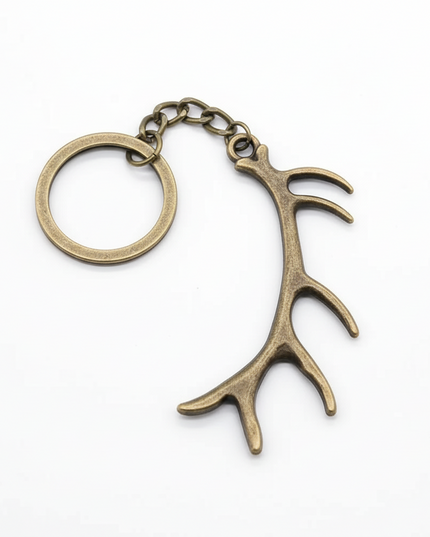 Bronze keychain with Antler Charm