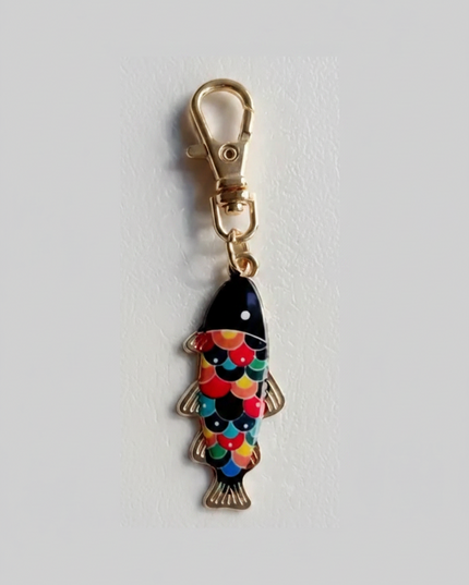 Fishing Lure Charm - Red, Black, Blue and Yellow Scales