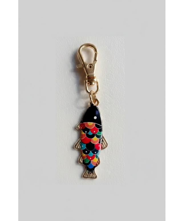 Fishing Lure Charm - Red, Black, Blue and Yellow Scales
