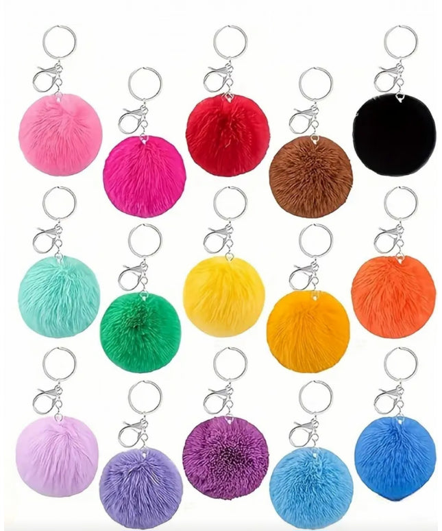 PomPom keychain and charm in various colors