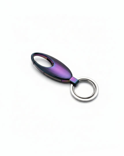 Iridescent chameleon color gradient colors from purple to blue to magenta carabiner keychain with quick release