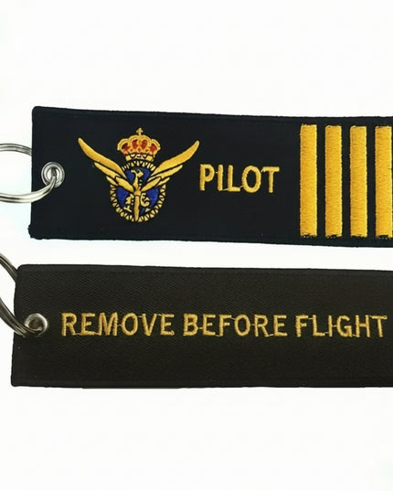 Pilot (Black/Gold w/Crest) Embroidered Tag