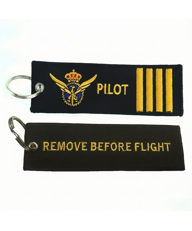 Pilot (Black/Gold w/Crest) Embroidered Tag