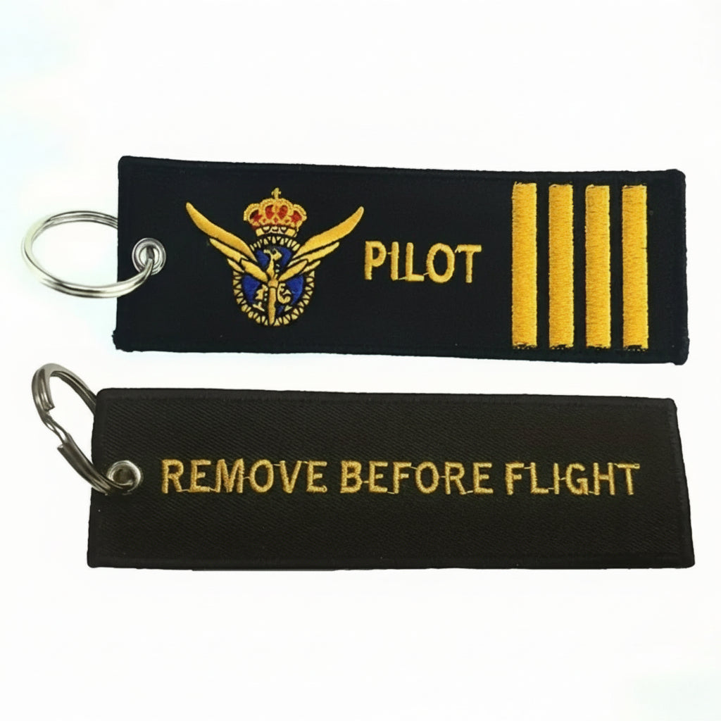 Pilot (Black/Gold w/Crest) Embroidered Tag