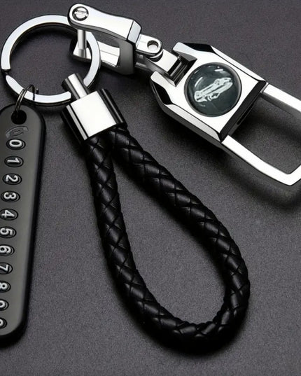 Deluxe Braided Loop Fob Clip w/ Number Tag (Black)
