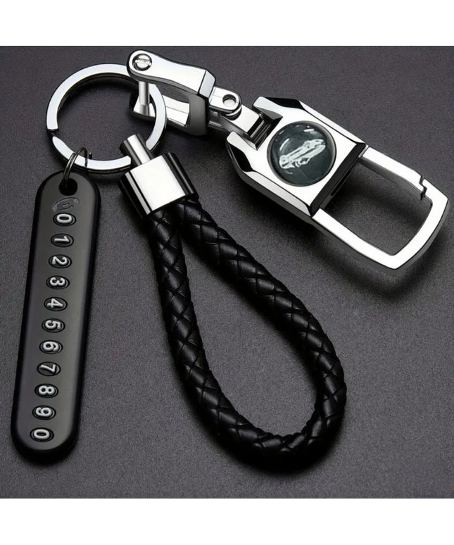 Deluxe Braided Loop Fob Clip w/ Number Tag (Black)
