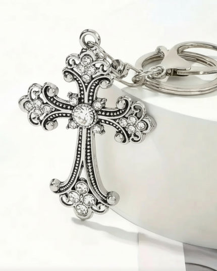 Rhinestone Gothic Cross Charm