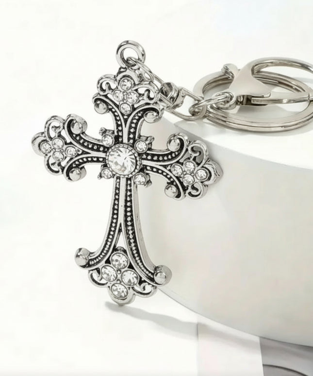 Rhinestone Gothic Cross Charm