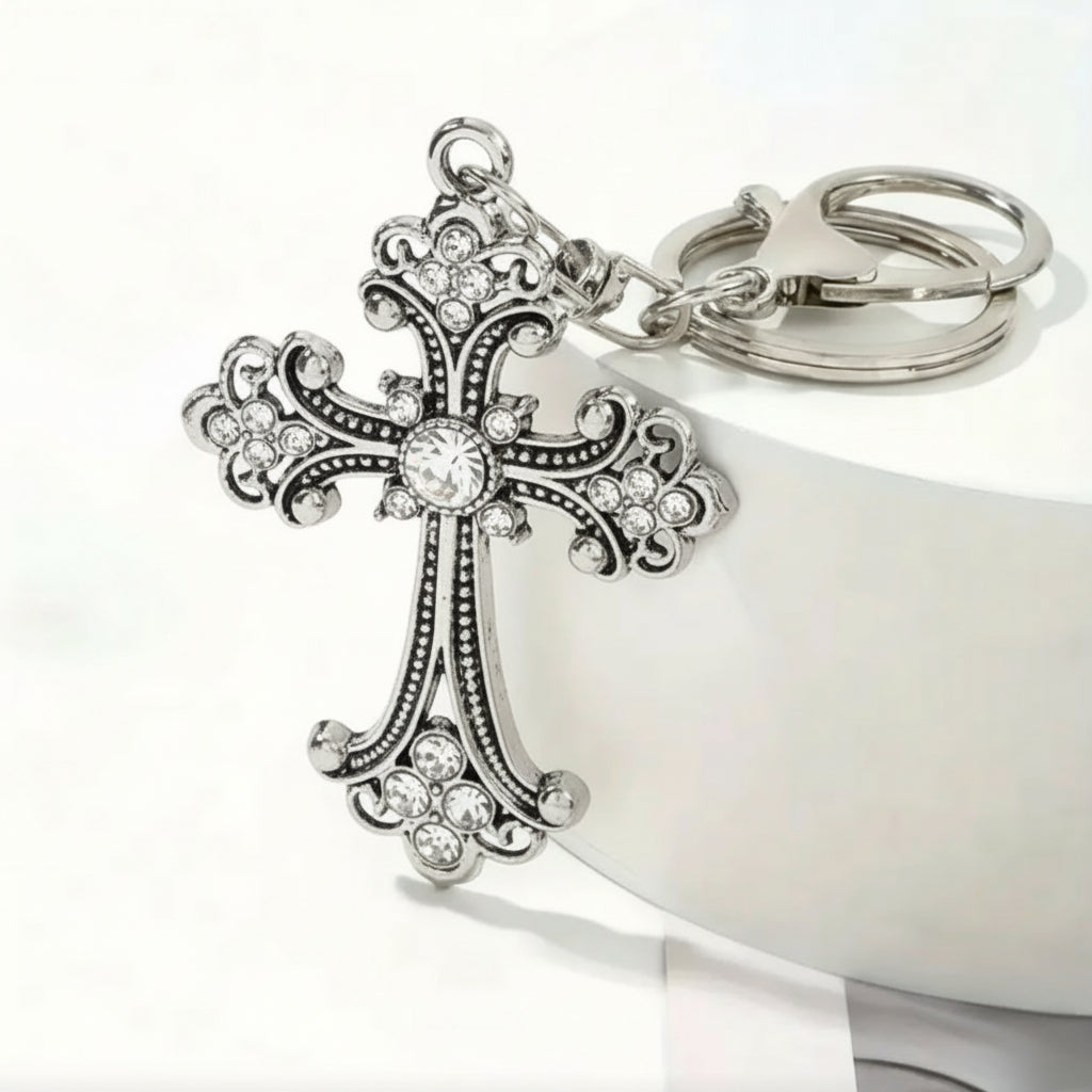 Rhinestone Gothic Cross Charm