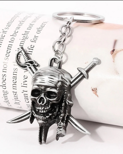 Pirate Skull And Swords Charm (Silver)