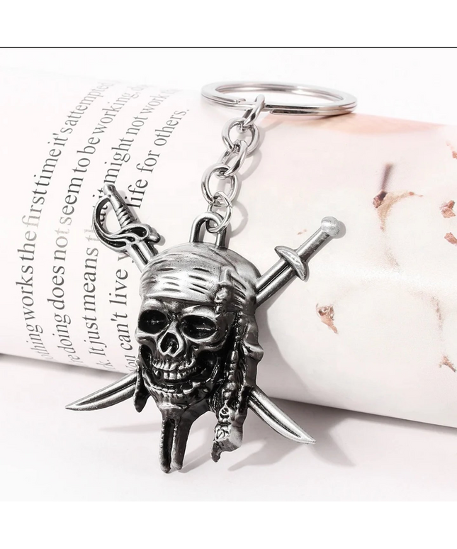 Pirate Skull And Swords Charm (Silver)