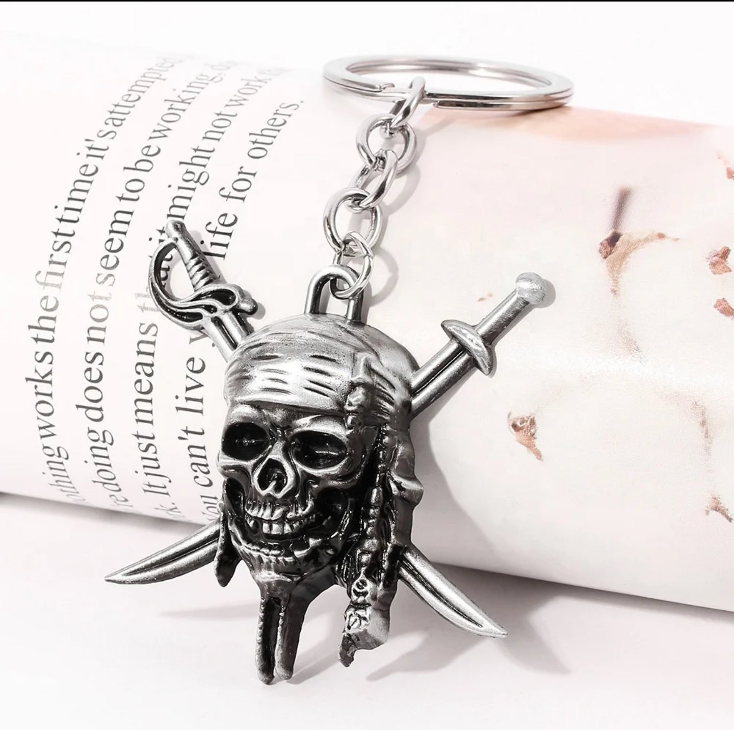 Pirate Skull And Swords Charm (Silver)