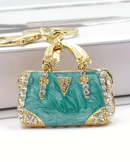 Rhinestone Mini Purse Charm (Green)