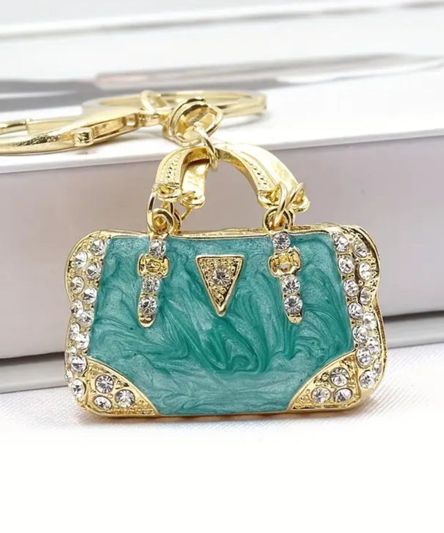 Rhinestone Mini Purse Charm (Green)