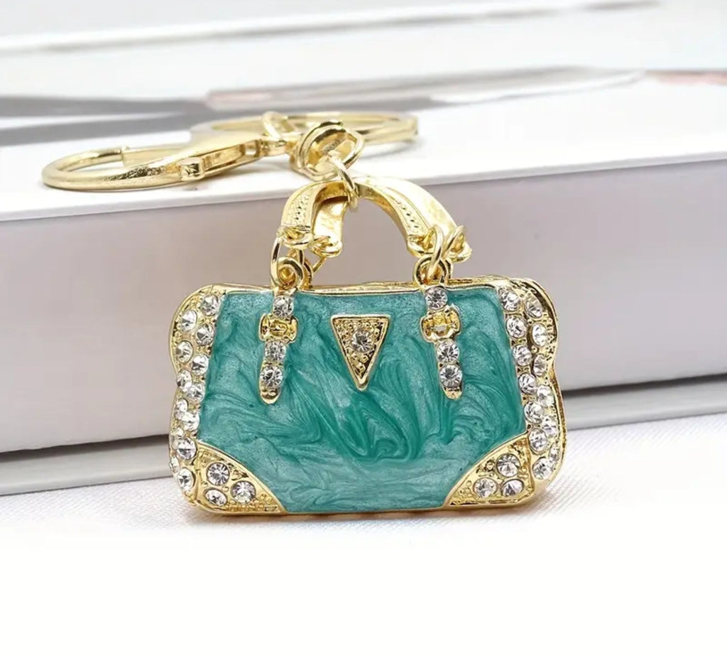 Rhinestone Mini Purse Charm (Green)