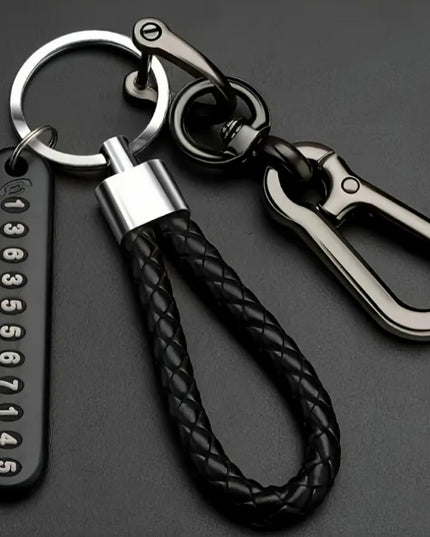 Braided Loop Fob Clip w/ Number Tag (Black)