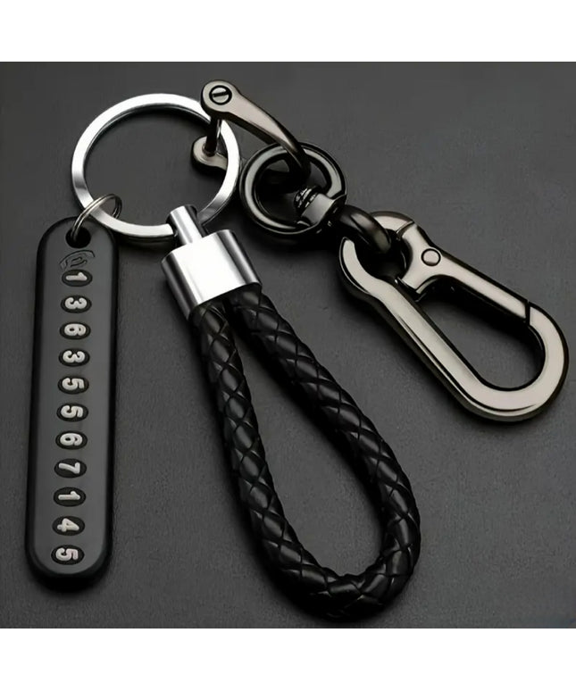 Braided Loop Fob Clip w/ Number Tag (Black)