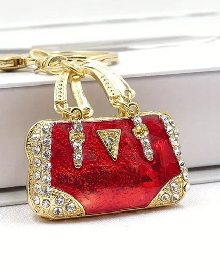 Rhinestone Mini Purse Charm (Red)
