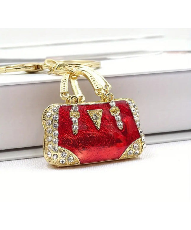 Rhinestone Mini Purse Charm (Red)