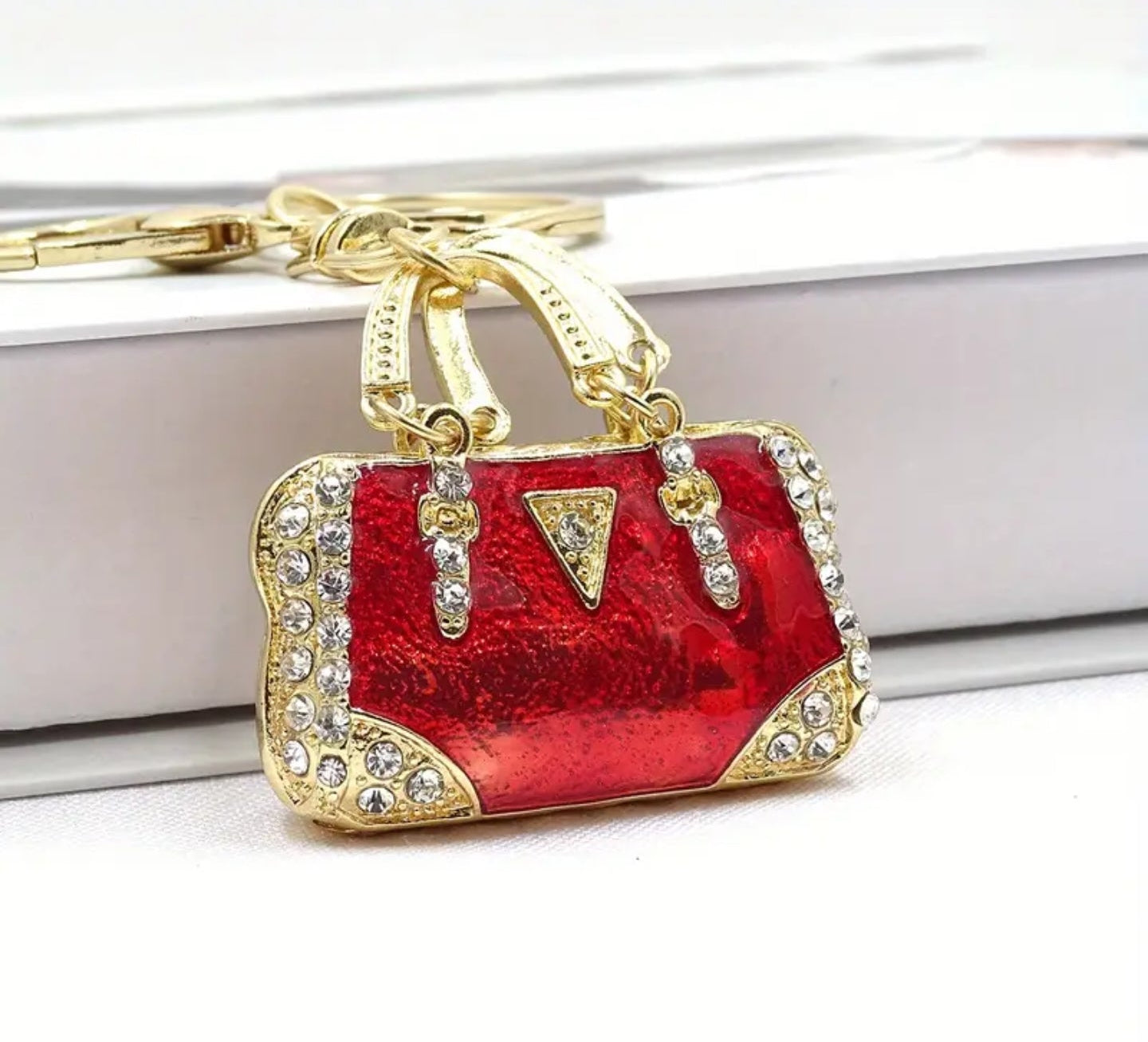 Rhinestone Mini Purse Charm (Red)