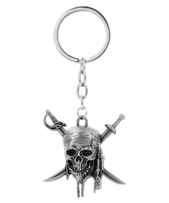 Pirate Skull And Swords Charm (Silver)