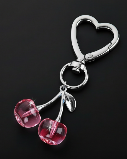 Heart Cherries Charm (Pink)