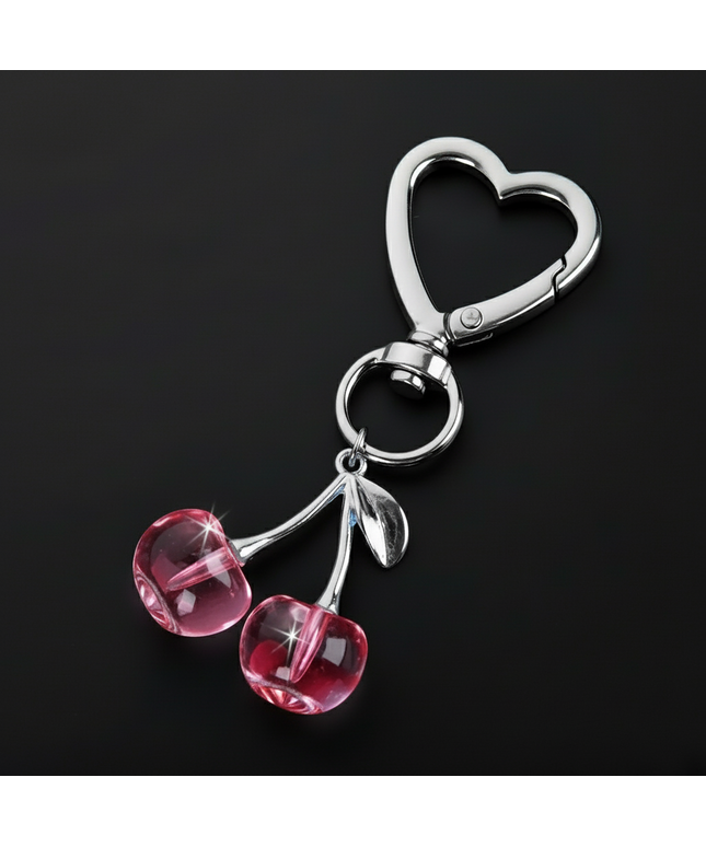 Heart Cherries Charm (Pink)