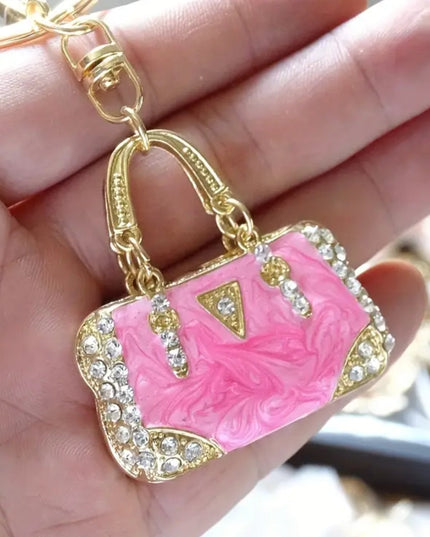 Rhinestone Mini Purse Charm (Pink)