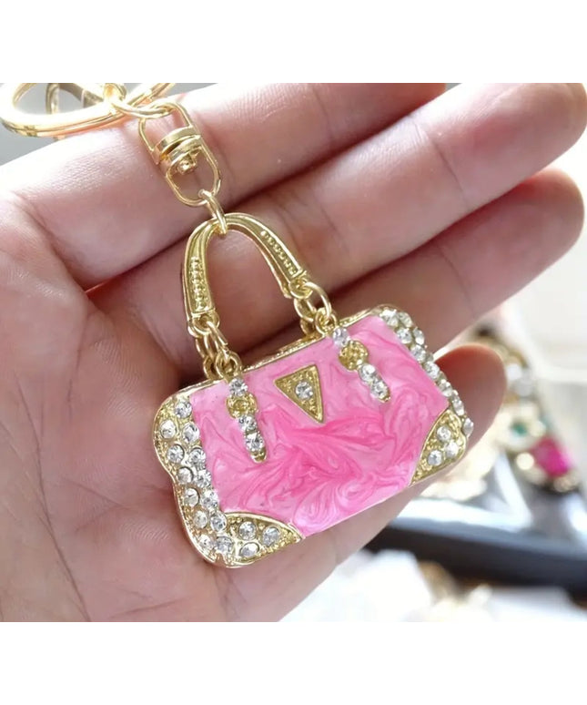 Rhinestone Mini Purse Charm (Pink)
