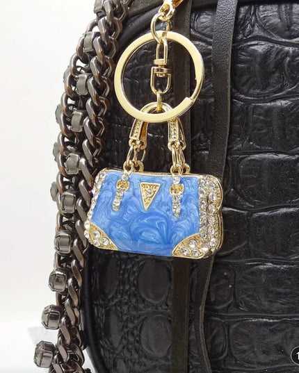 Rhinestone Mini Purse Charm (Blue)