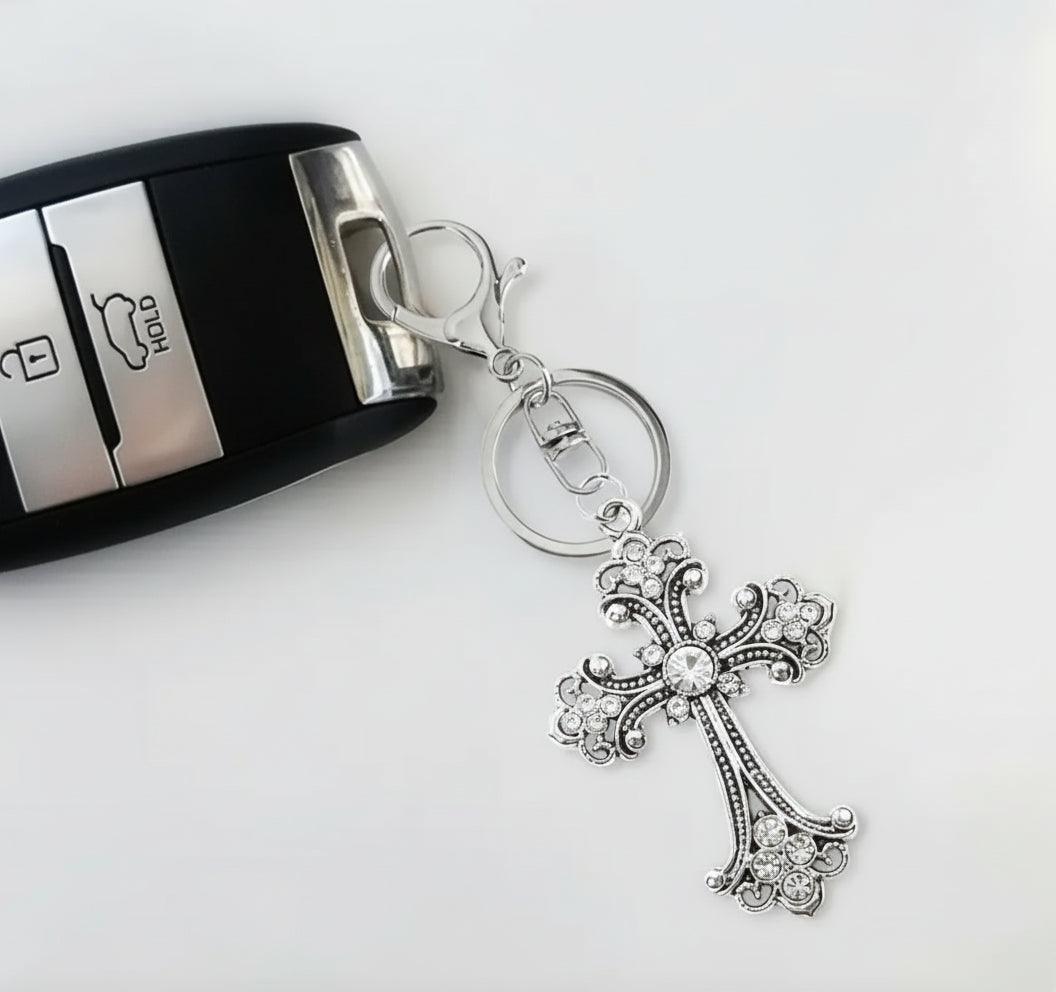 Rhinestone Gothic Cross Charm