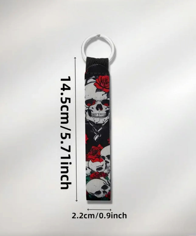 Skulls And Roses Wristband Keychain