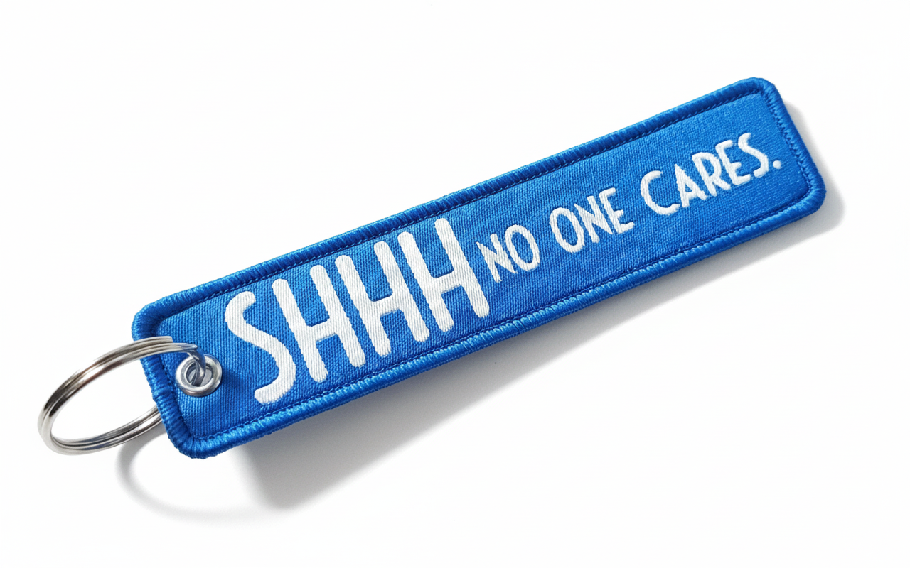 SHHH No One Cares Embroidered Tag