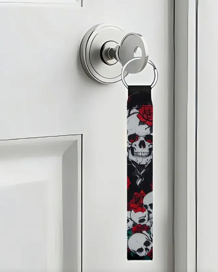 Skulls And Roses Wristband Keychain