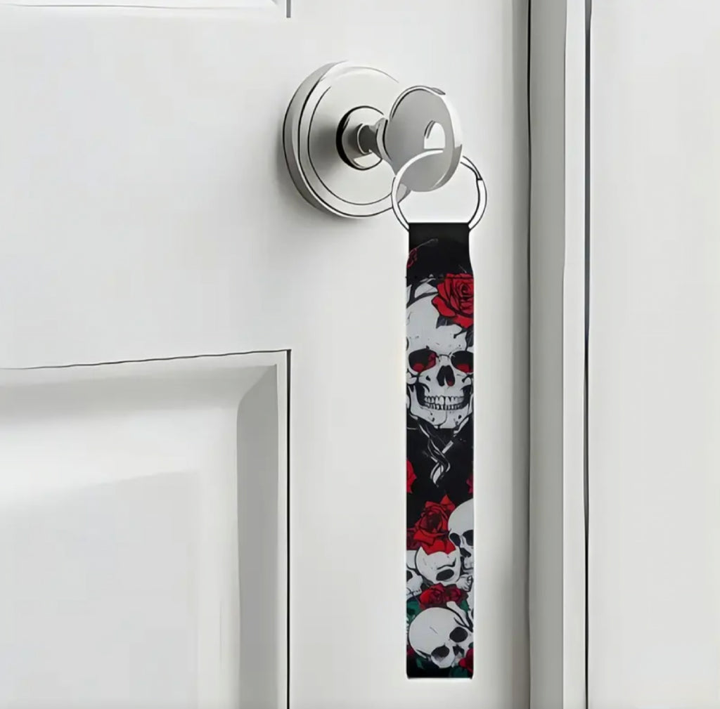 Skulls And Roses Wristband Keychain