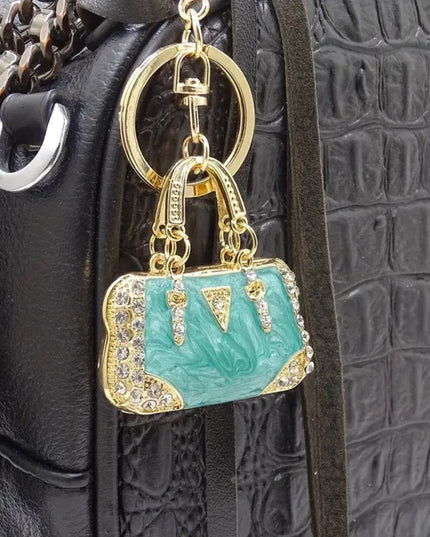 Rhinestone Mini Purse Charm (Green)