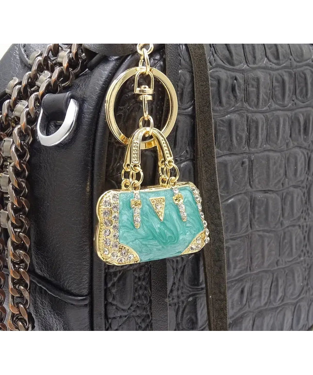 Rhinestone Mini Purse Charm (Green)