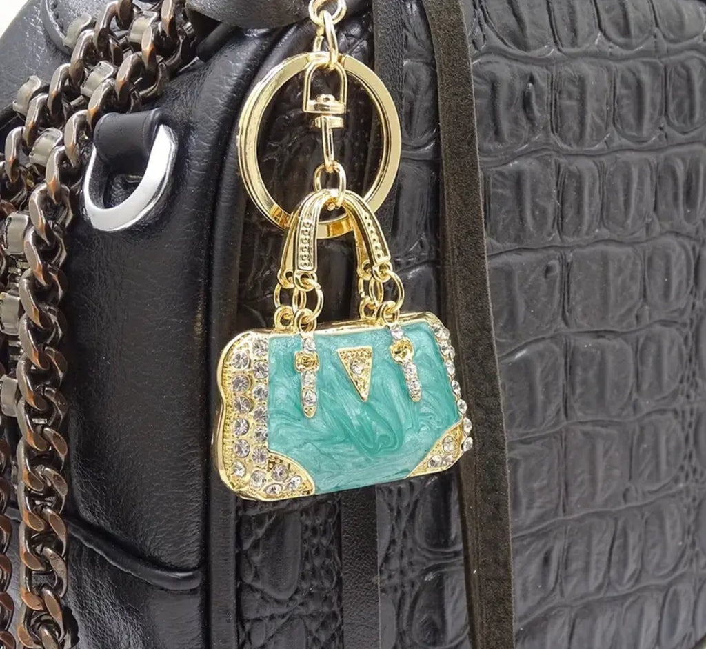 Rhinestone Mini Purse Charm (Green)
