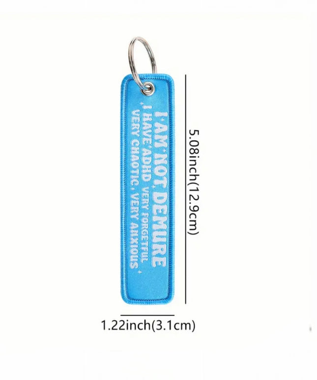 I'm not Demure Embroidered Tag