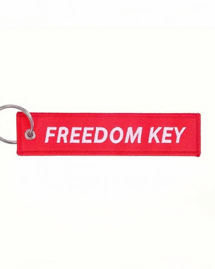 Freedom Key Red Embroidered Tag
