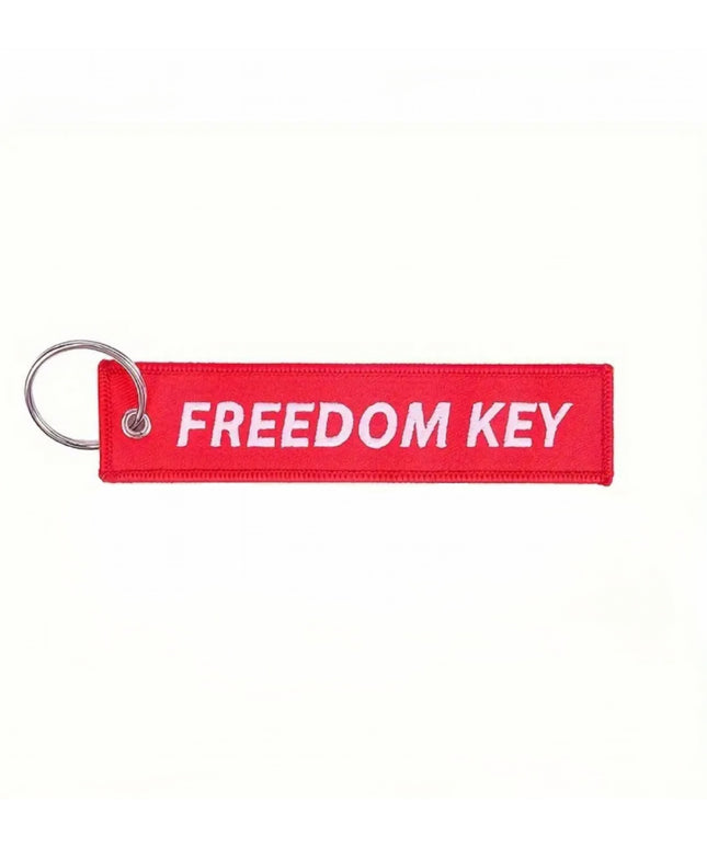 Freedom Key Red Embroidered Tag