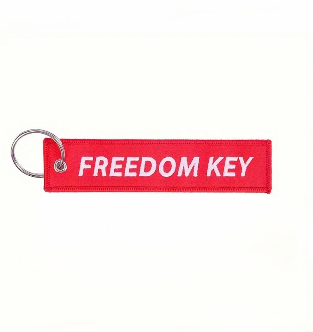 Freedom Key Red Embroidered Tag