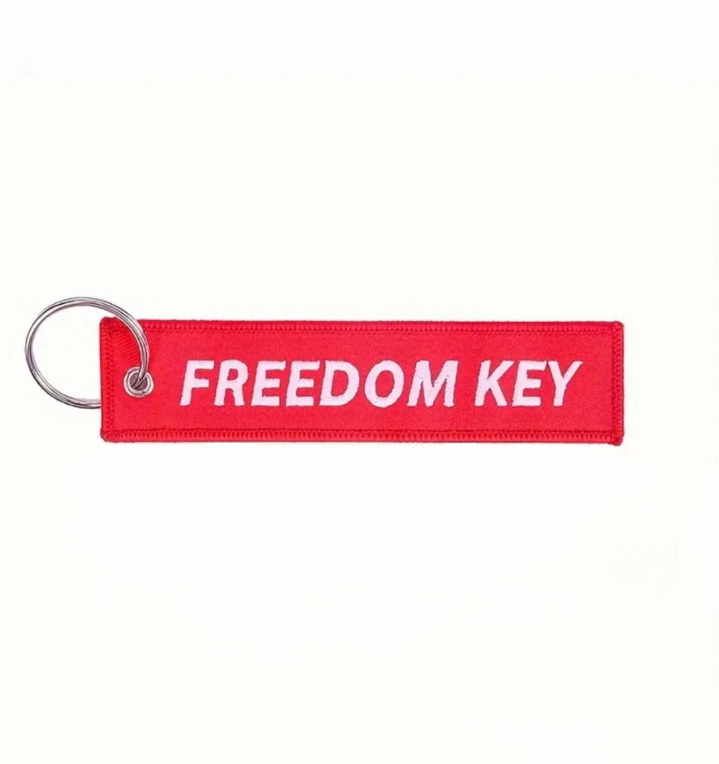 Freedom Key Red Embroidered Tag