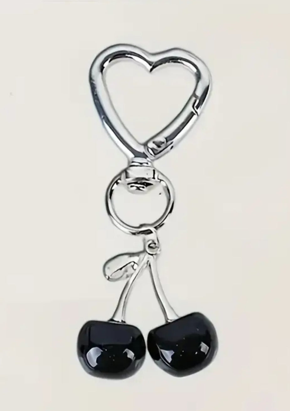 Heart Cherries Charm (Black)