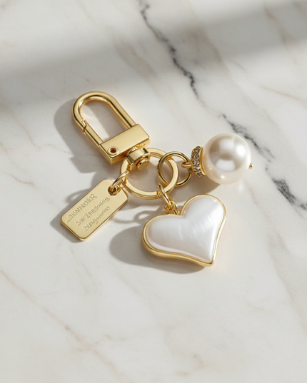 Pearl Heart Charm (Gld)