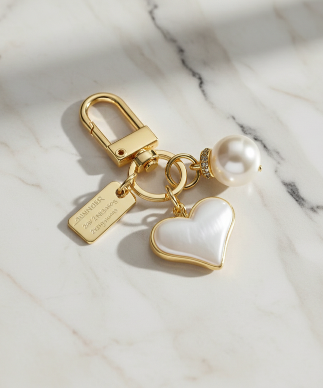 Pearl Heart Charm (Gld)