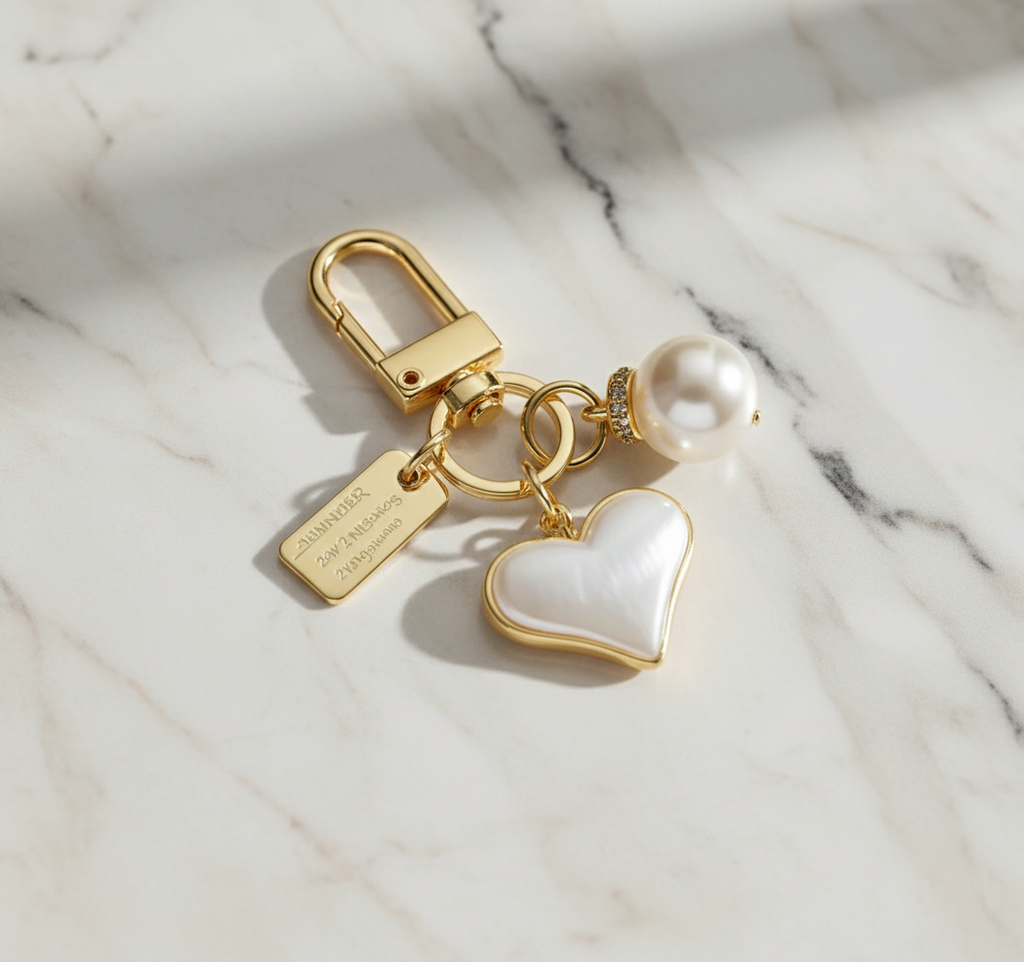 Pearl Heart Charm (Gld)