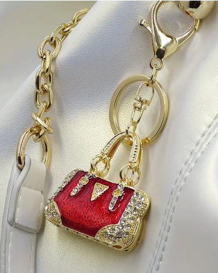 Rhinestone Mini Purse Charm (Red)