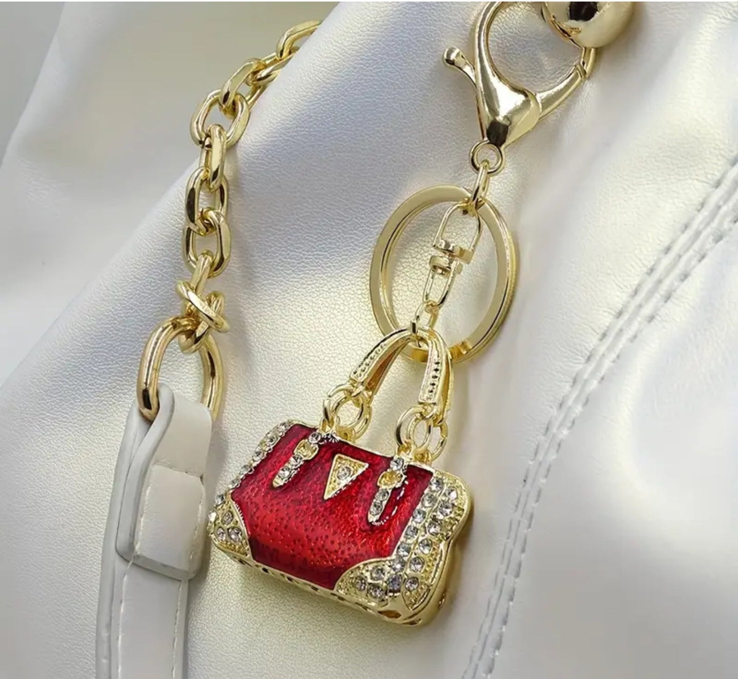 Rhinestone Mini Purse Charm (Red)
