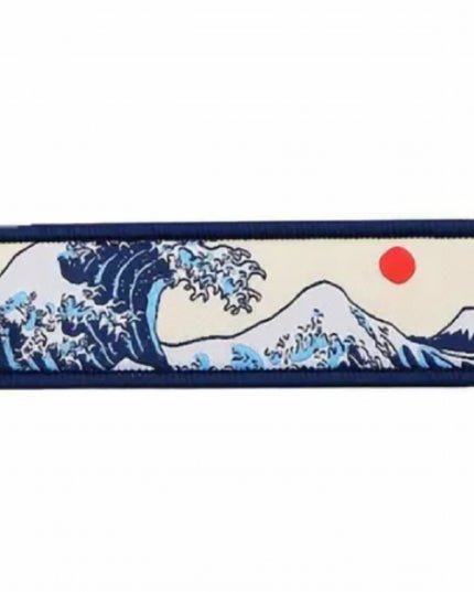 Blue Waves Red Sun Embroidered Tag
